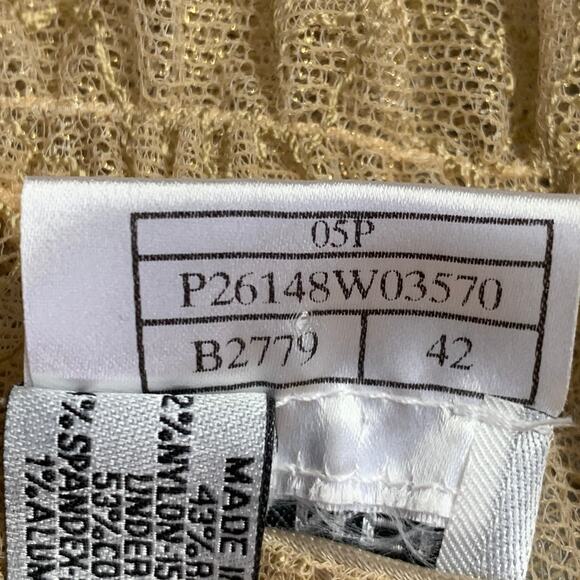 CHANEL Vintage 10 Tan Rayon Blend See Through Lace Sleeveless Dress Top - Picture 6 of 7